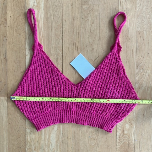 NEW Zara crochet knit crop top cotton pink Medium M - Picture 2 of 10